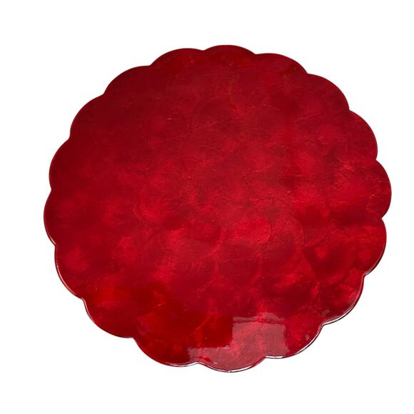 Neiman Marcus Red Round Capiz Shell Placemats 14in Set of 4 $190 NEW - Picture 5 of 10